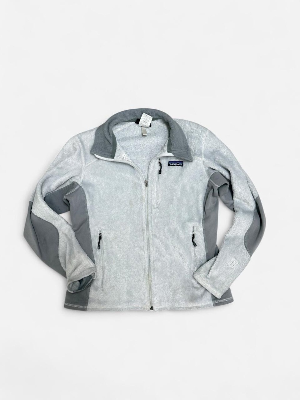 Patagonia Women's Light Gray and Dark Gray Teddy Fleece Jacket